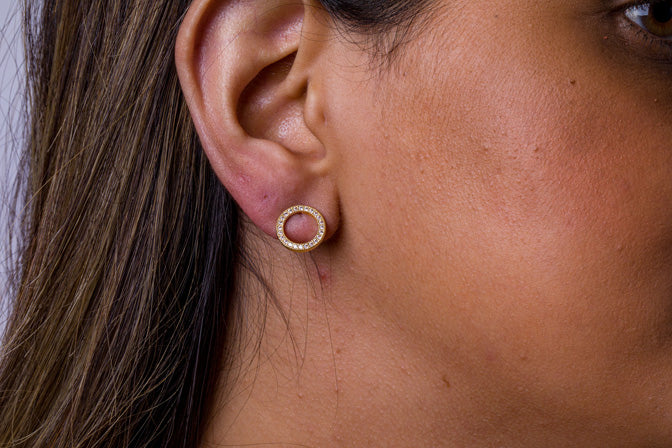 Conjunto Circulos Cravejados de Zirconia Folheado