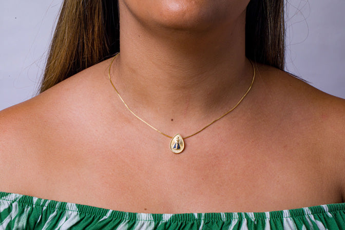 Colar Nossa Senhora Manto Azul Folheado