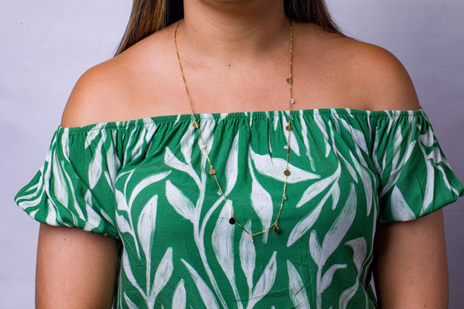 Colar Longo Medalha Zirconia Folheado