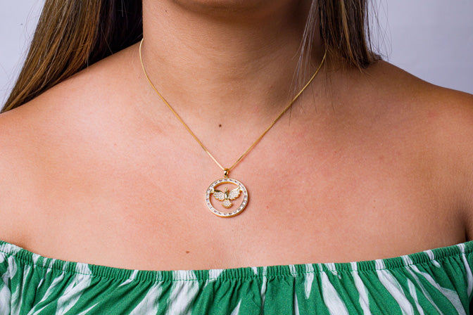 Colar Espirito Santo Folheado ou Rodio