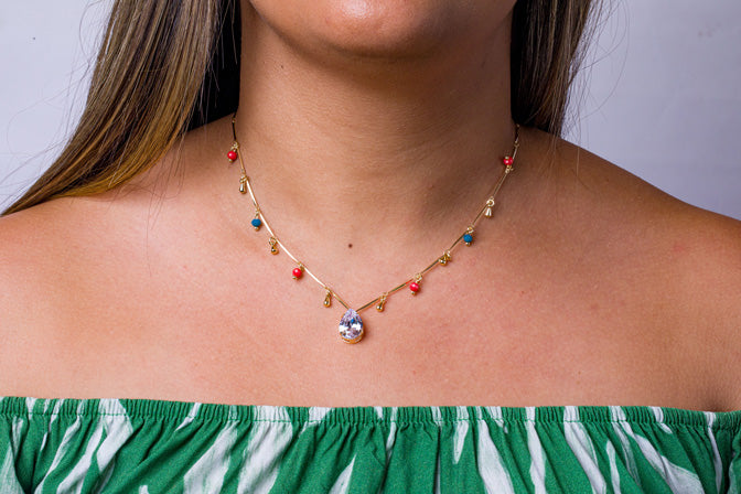 Colar Colorido Zirconia Folheado