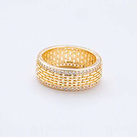 Anel Corrente Cravejado Zirconia Folheado