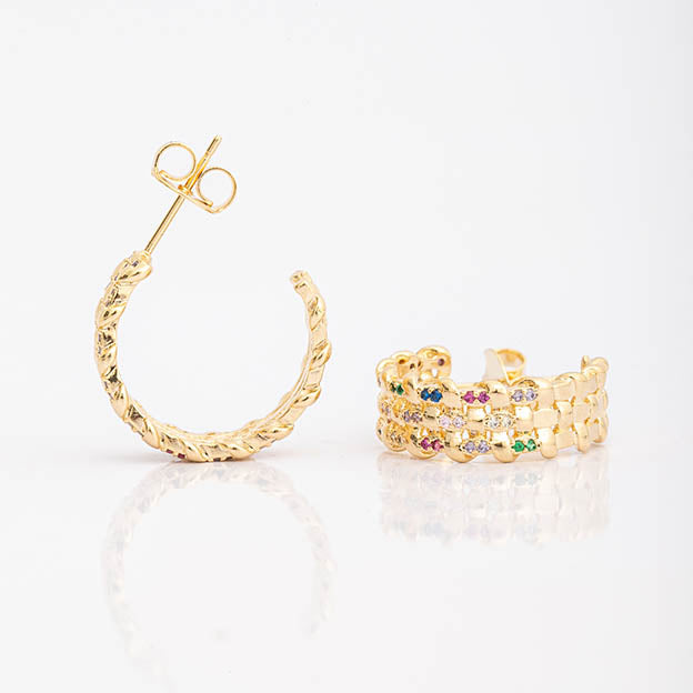 Brinco trançada com zirconia