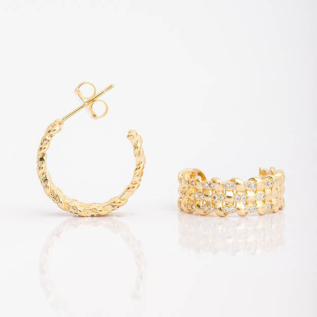 Brinco trançada com zirconia