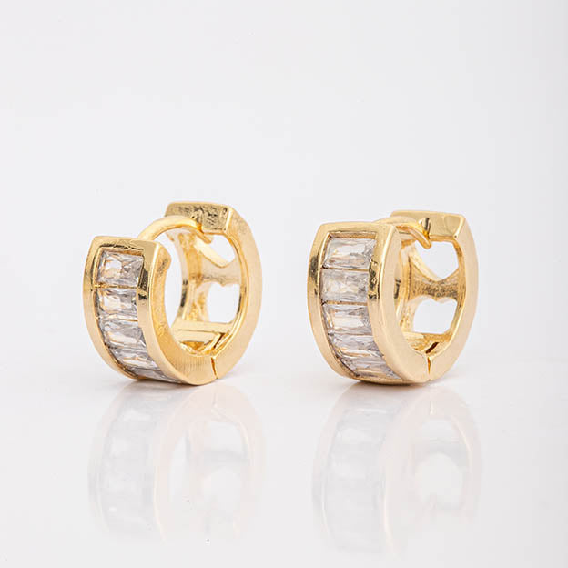 Argola Zirconia Colorido e Cristal Navete P