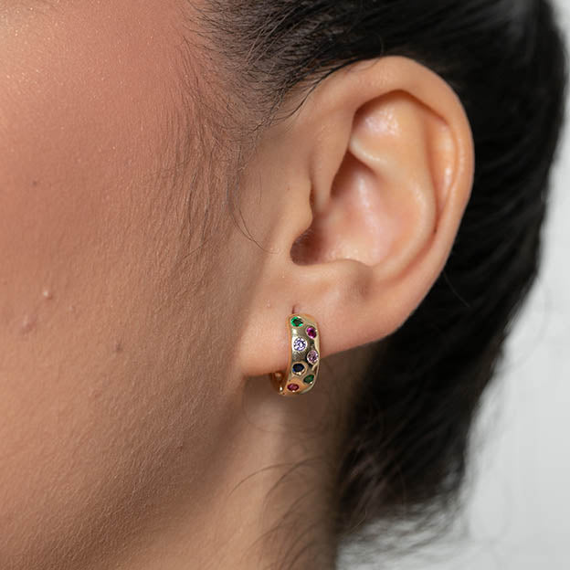 Argola Pontos de Zirconia Dourado P