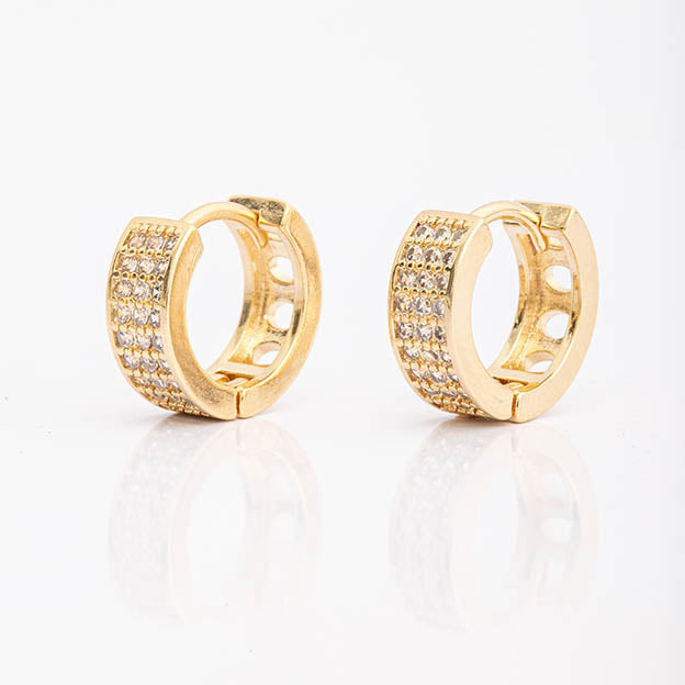 Argola Cravejada em Zirconia 3 fileiras G