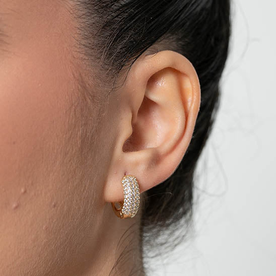 Argola Cravejada em Zirconia Dourado P