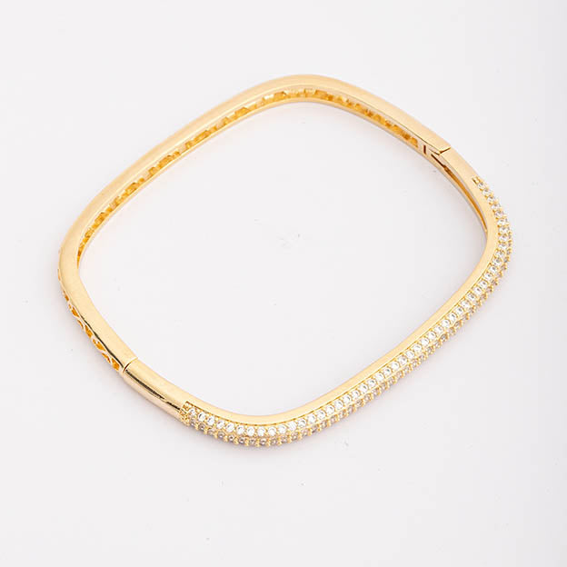Bracelete quadrato com zirconia Dourado