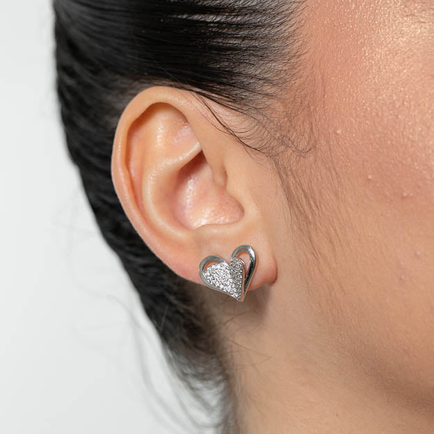 Brinco Coracao duplo zirconia