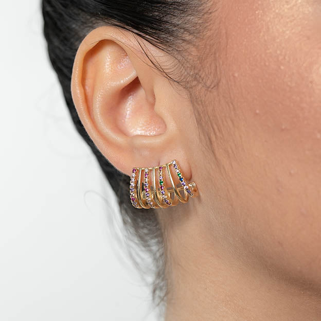 Brinco Earhook Zirconia Cristal e Colorida