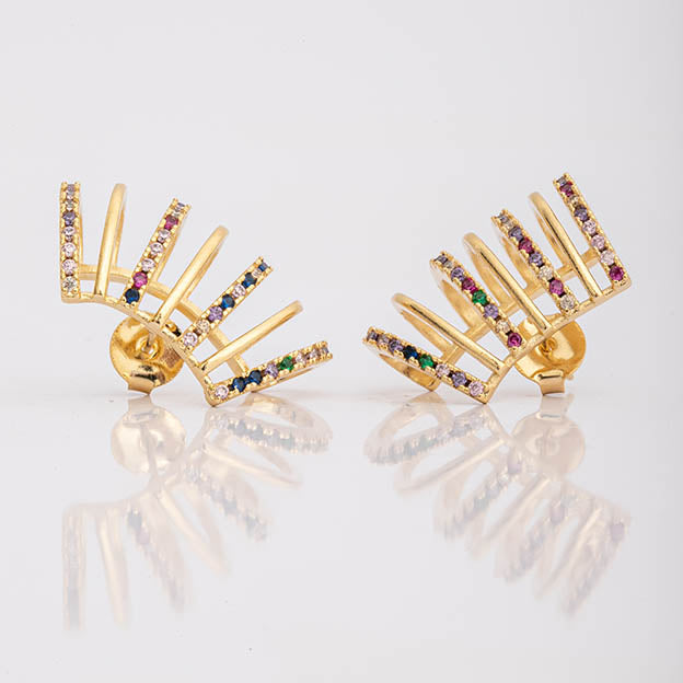 Brinco Earhook Zirconia Cristal e Colorida
