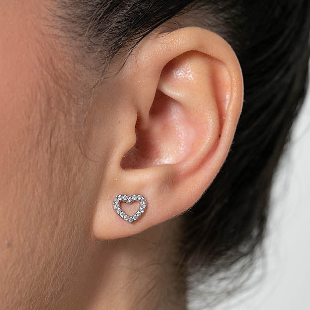 Brinco Coracao Zirconia Cravejado Cristal P