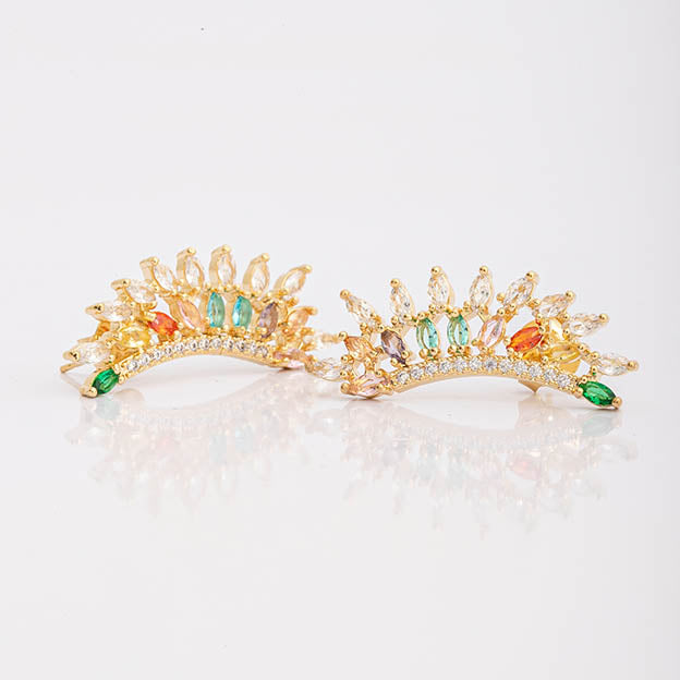 Brinco Zirconia Colorido dourado