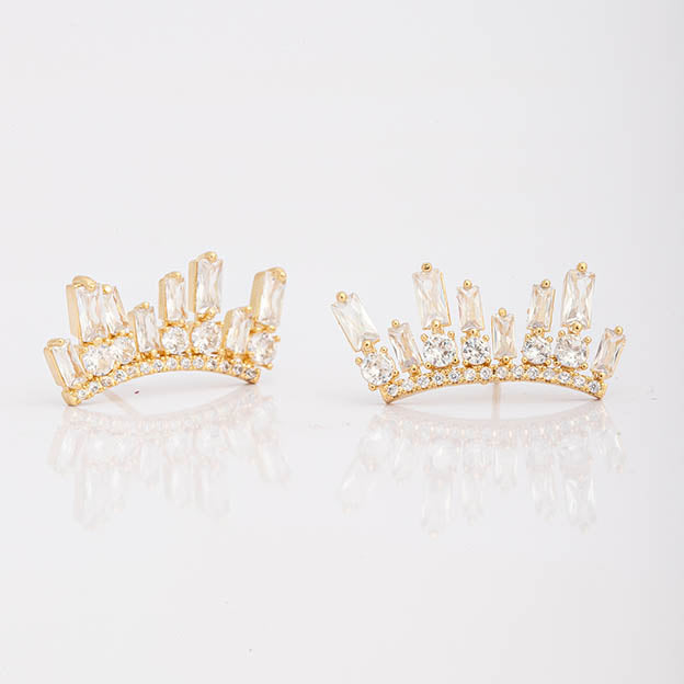 Brinco com zirconias coloridas e Cristal