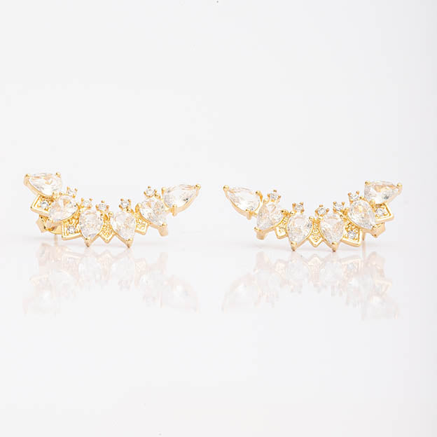 Brinco Gotas de Zirconia Colorida e Cristal